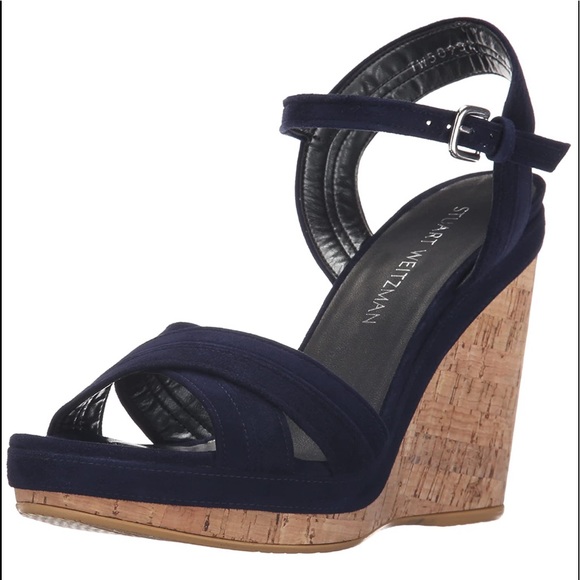 Shoes - Stuart weitzman minky wedges size 10 navy